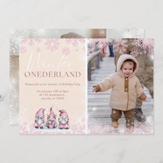 Hiver ONEderland 1er anniversaire invitations fill (Devant / Derrière)