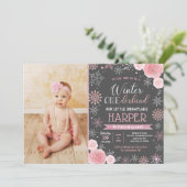 Hiver ONEderland 1er anniversaire Invitations phot (Debout devant)