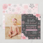 Hiver ONEderland 1er anniversaire Invitations phot (Devant / Derrière)