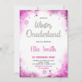 hiver onederland 1er anniversaire invitations Pink (Devant)