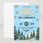 Hiver Onederland Anniversaire Invitation (Devant / Derrière)