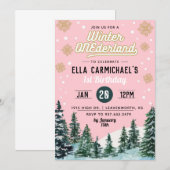 Hiver Onederland Anniversaire Invitation (Devant / Derrière)