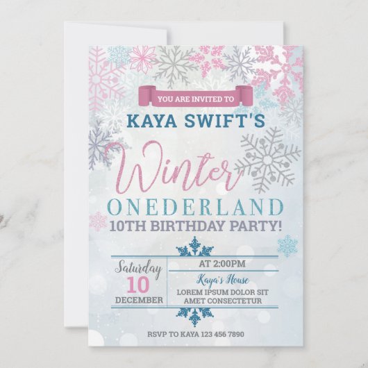 Hiver Onederland Anniversaire Invitation (Devant)