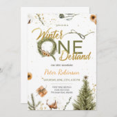 Hiver Onederland Anniversaire Invitation (Devant / Derrière)
