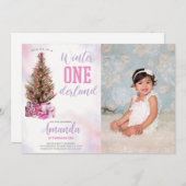 Hiver Onederland Anniversaire Invitation avec phot (Devant / Derrière)