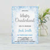 Hiver Onederland Anniversaire Invitations Blue Clo (Debout devant)