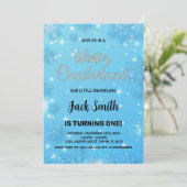 Hiver Onederland Anniversaire Invitations Blue Sil (Debout devant)