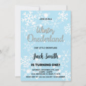 Hiver Onederland Anniversaire Invitations flocons  (Devant)