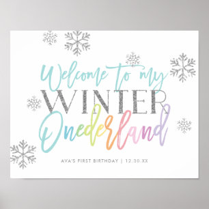 Hiver ONEderland Argent Arc-en-ciel Affiche de bie