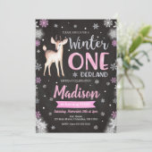 Hiver ONEderland Deer 1er Anniversaire Invitation (Debout devant)