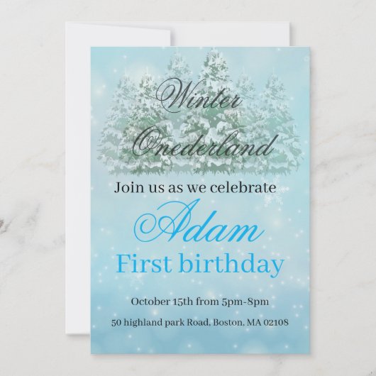 Hiver Onederland First Birthday Invitation (Devant)