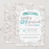 Hiver Onederland First Birthday Invitation (Devant / Derrière)