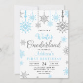 Hiver Onederland Flocon de neige 1s Invitation d'a (Devant)