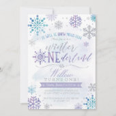 Hiver ONEderland Flocon de neige Invitation Annive (Devant)