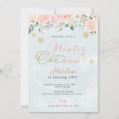 Hiver Onederland Flocon de neige Invitation Annive (Devant)