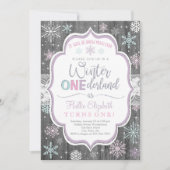 Hiver ONEderland Flocon de neige Invitation Annive (Devant)