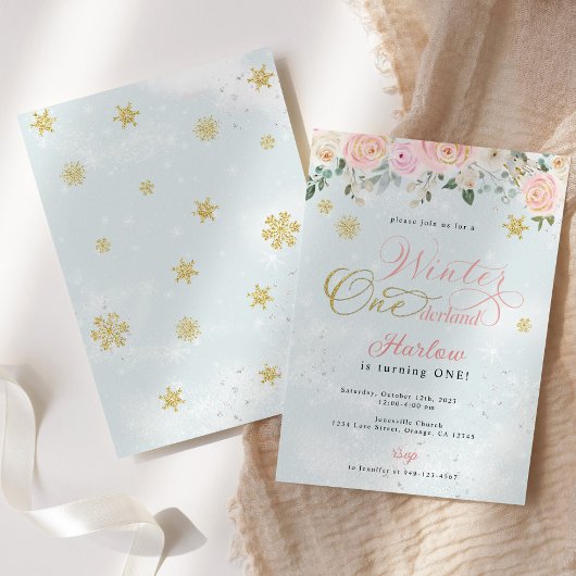 Hiver Onederland Flocon de neige Invitation Annive