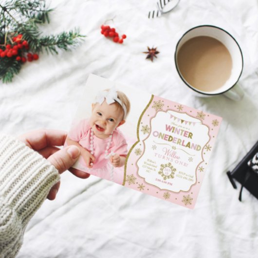 Hiver Onederland Flocon de neige Invitation Annive