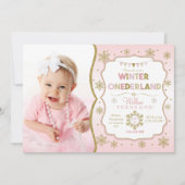 Hiver Onederland Flocon de neige Invitation Annive (Devant)