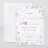 Hiver ONEderland Flocon Violet 1ère Invitation (Devant / Derrière)