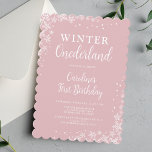 Hiver Onederland Girl First Birthday Invitation<br><div class="desc">Prévoyez-vous un premier anniversaire hivernal au pays des merveilles? Cette invitation moderne illustre d'élégants flocons de neige sur un arrière - plan rose vif, pour un thème simple et minimaliste. Utilisez les outils de conception pour customiser le texte, la police et les couleurs. Aussi disponible en téléchargement numérique pour evite....</div>