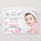 Hiver Onederland Invitations Anniversaire Photo bl (Devant)
