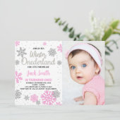 Hiver Onederland Invitations Anniversaire Photo bl (Debout devant)
