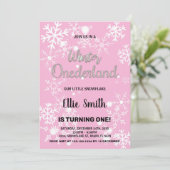 Hiver Onederland Invitations Anniversaire Pink Sil (Debout devant)