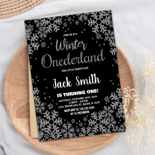 Hiver ONEderland Invitations Black Silver
