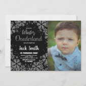 Hiver ONEderland Invitations Black Silver Photo (Devant)