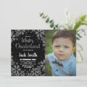 Hiver ONEderland Invitations Black Silver Photo (Debout devant)