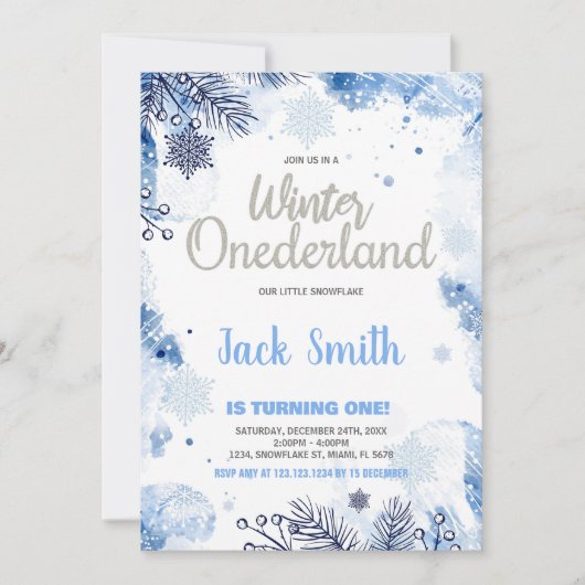 Hiver ONEderland Invitations Parties scintillant d (Devant)