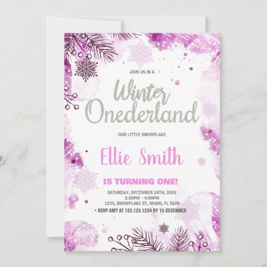 Hiver ONEderland Invitations Parties scintillant n (Devant)