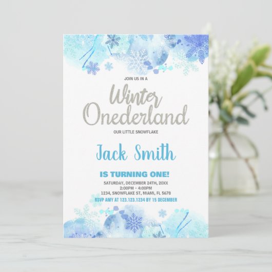 Hiver ONEderland Invitations Parties scintillant n (Debout devant)