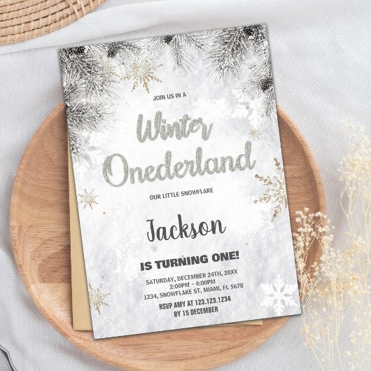 Hiver ONEderland Invitations Pine Parties scintill