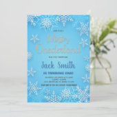 Hiver ONEderland Invitations White Snow Silver (Debout devant)