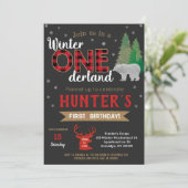 Hiver Onederland Lumberjack Invitations d'annivers (Debout devant)