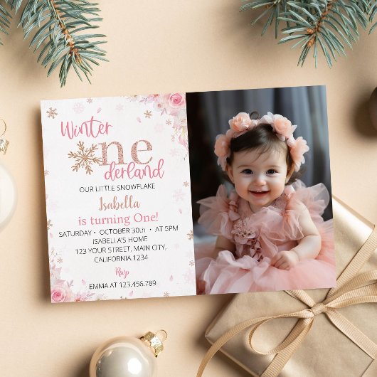 Hiver Onederland Noël Anniversaire Invitation