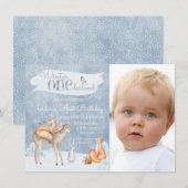 Hiver ONEderland Photo 1er anniversaire Invitation (Devant / Derrière)