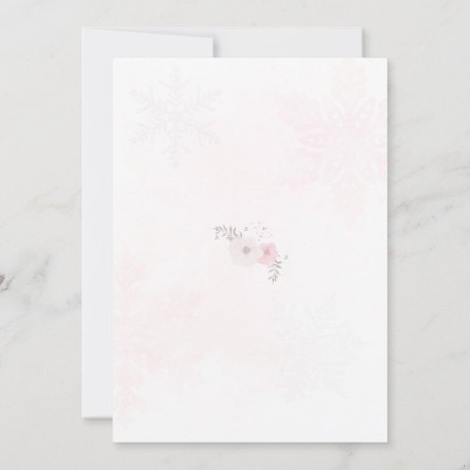Hiver ONEderland Pink Snowflake 1ère Invitation (Dos)
