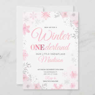 Hiver ONEderland Pink Snowflake 1ère Invitation
