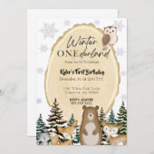 Hiver ONEderland Première Invitation anniversaire (Devant / Derrière)