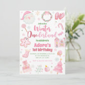 Hiver ONEderland rose Noël Invitation d'anniversai (Debout devant)