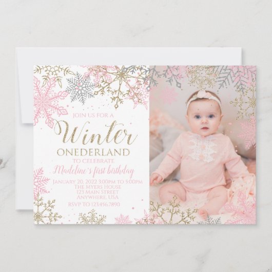 Hiver ONEderland Snowflake Photo Invitation (Devant)