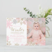 Hiver ONEderland Snowflake Photo Invitation (Debout devant)