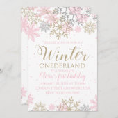 Hiver Onederland Snowflake Premier Invitation d'an (Devant / Derrière)