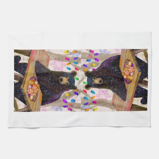 Hiver Ours Vacances Serviette de cuisine (Horizontal)