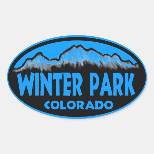 Hiver Park Colorado stickers bleu ovale (Devant)