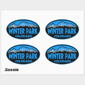 Hiver Park Colorado stickers bleu ovale (Feuille)