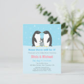 Hiver Penguin Famille Bébé Douche Invitations (Debout devant)
